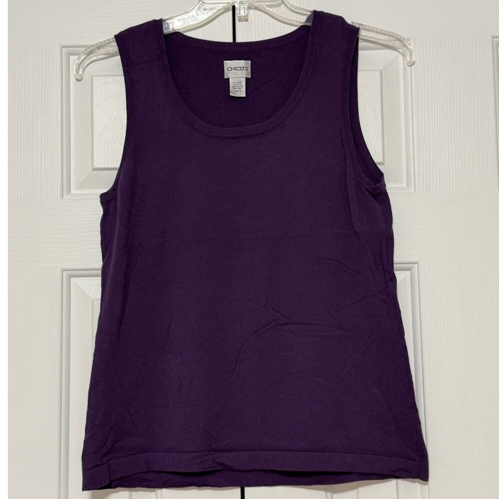 Chico's Sweater Knit Sleeveless Tank/Shell, Purple, Size 3